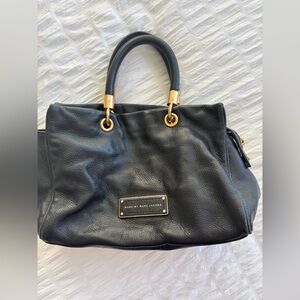 Marc by Marc Jacobs Black Leather Shoulder Bag with Gold Accents